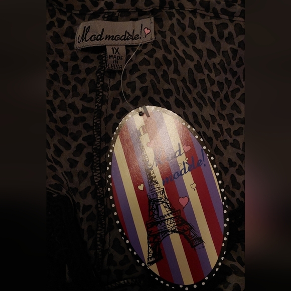 Mad Modele Animal Print NWT Sheer Grey and Black Cheetah Dress Size 1X Summer - Picture 2 of 7